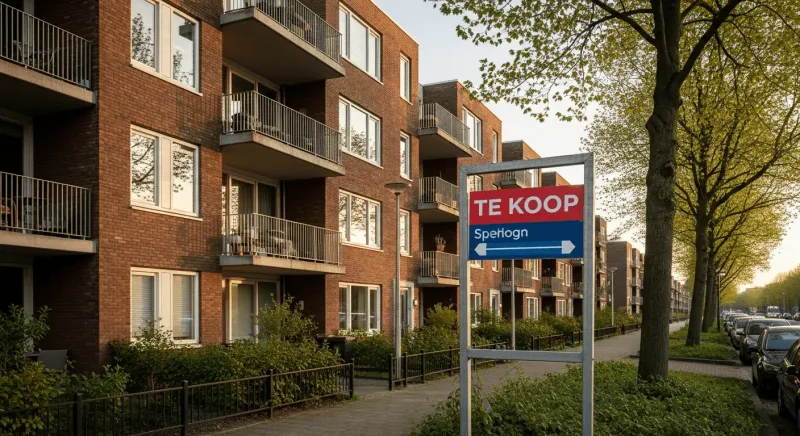 Nederlandse appartementen met Te Koop bord, huurmarkt en huurwet