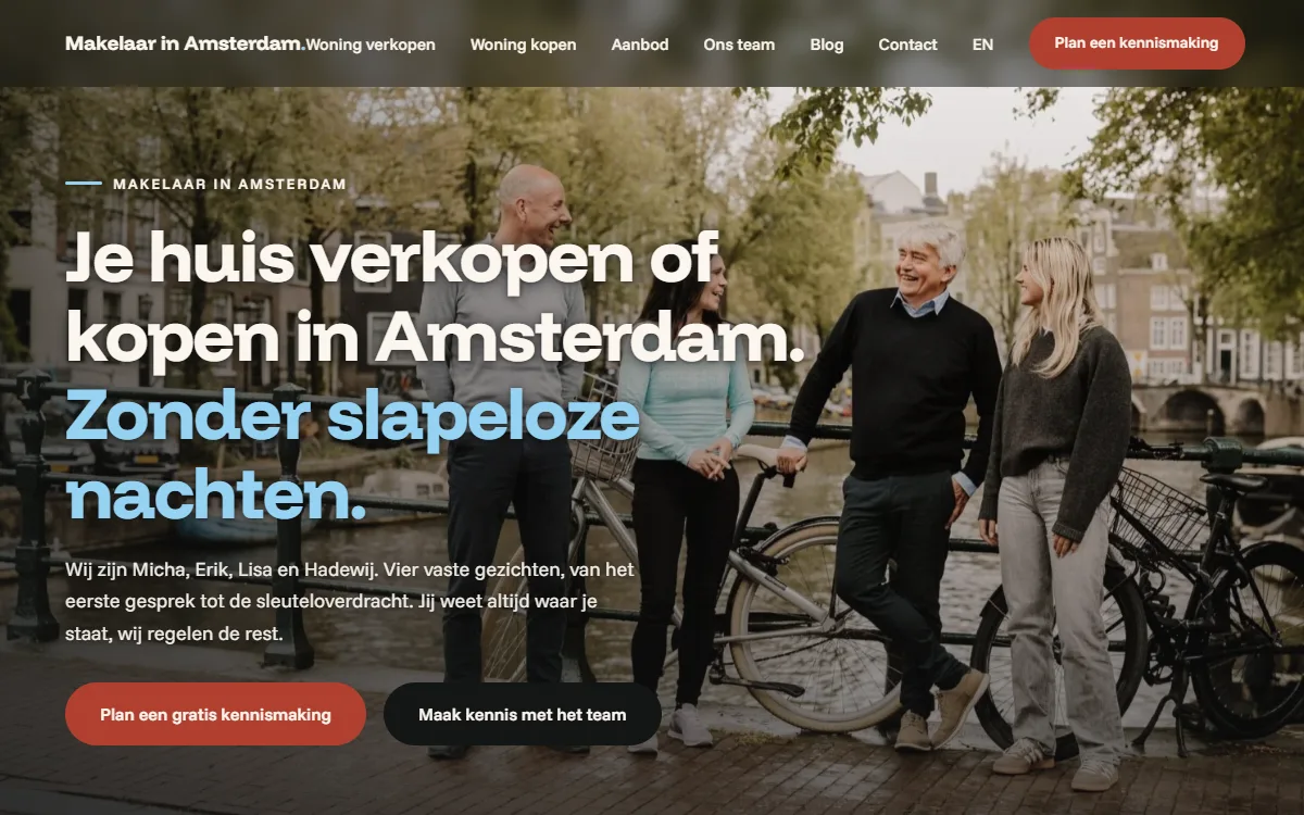 Schermafdruk van de website makelaarinamsterdam.nl